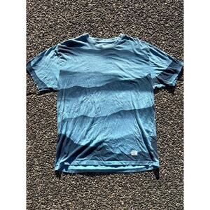 Akomplice watercolor mountains dyed blue shirt Large skate shirt